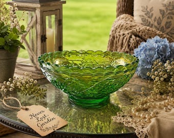 Green Carnival Grape Glass Bowl Imperial Glass Company Vintage