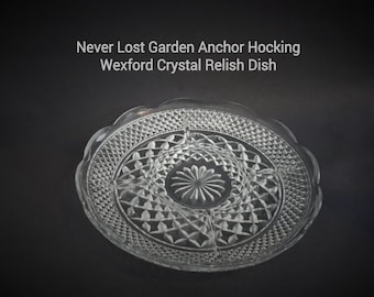 Anchor Hocking Crystal Wexford Glass Relish Dish Vintage