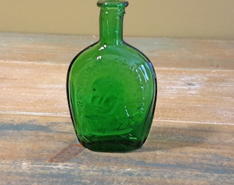 Glass Green Miniature Benjamin Franklin Bottle Vintage