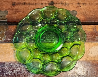 Bread and Butter Plate Green Whirlpool Heisey Glass Vintage