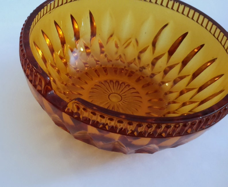 Mt Vernon Indiana Glass Amber Bowl Lid Vintage Etsy