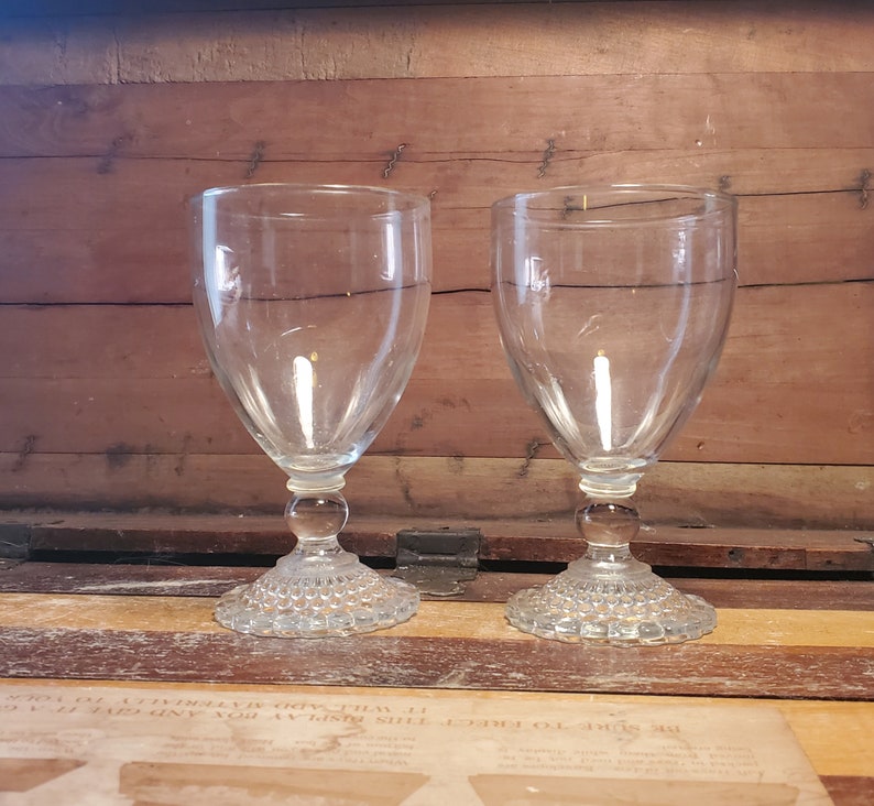 Bubble Foot Clear Glass Water Goblet Anchor Hocking Vintage Etsy