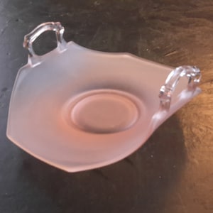 Satin PInk Glass Bon Bon Octagon Handled Lancaster Vintage