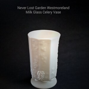 Celery Vase Milk Glass Paneled Grape Westmoreland Vintage