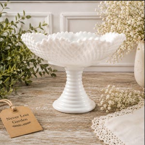 Diamond Compote Milk Glass L.E. Smith Vintage