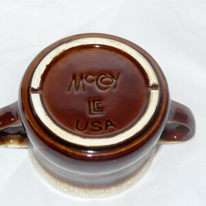 McCoy Brown Drip Pottery Handled Crock Vintage image 3