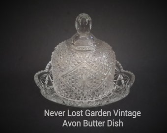 Avon Crystal Butter Dish Amber Fostoria Vintage