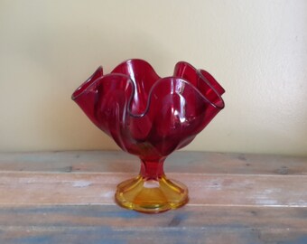 Pedestal Vase Compote Flame LE Smith Simplicity Vintage