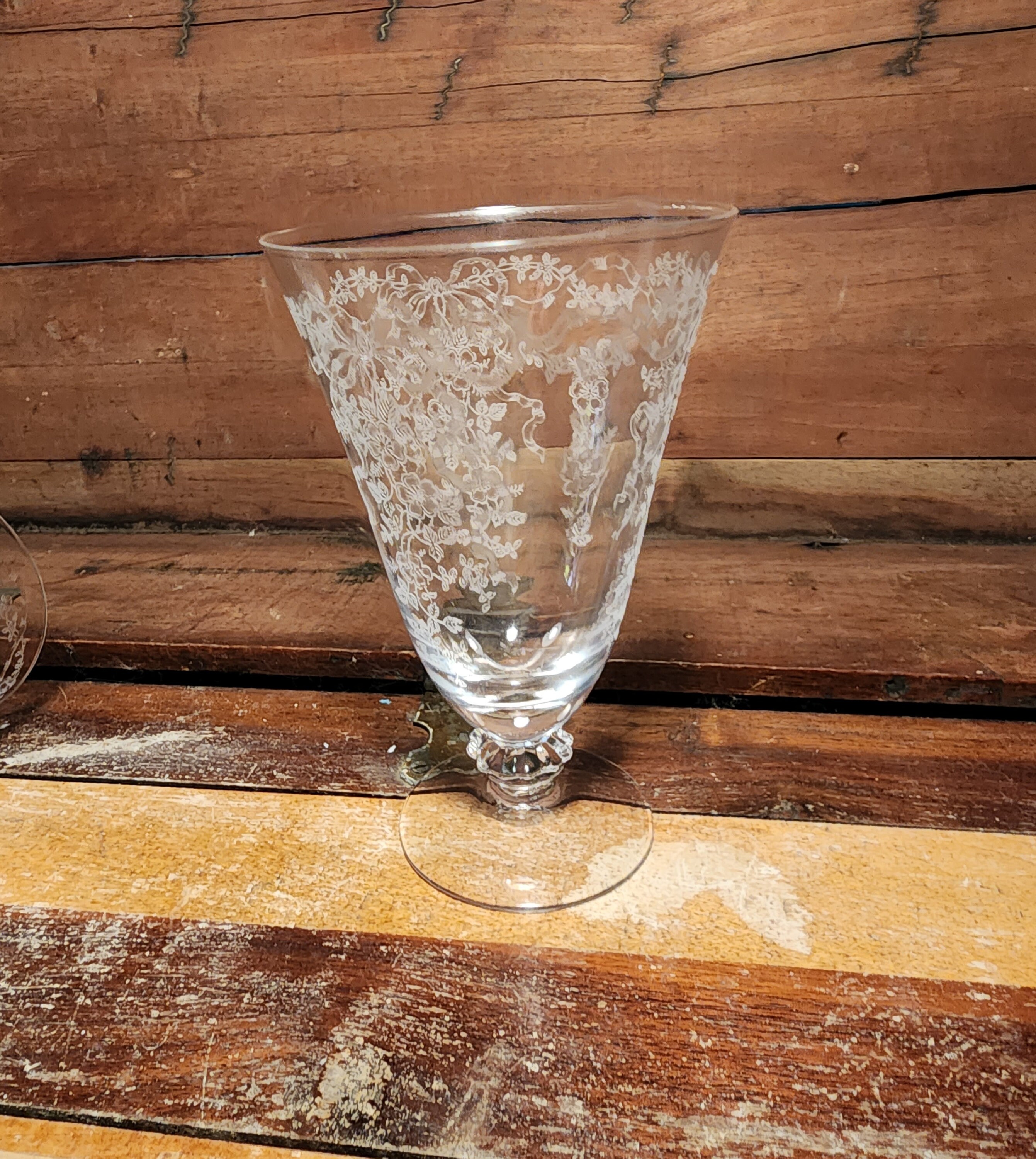 Romance Fostoria Glass Etched Stemware Vintage - Etsy