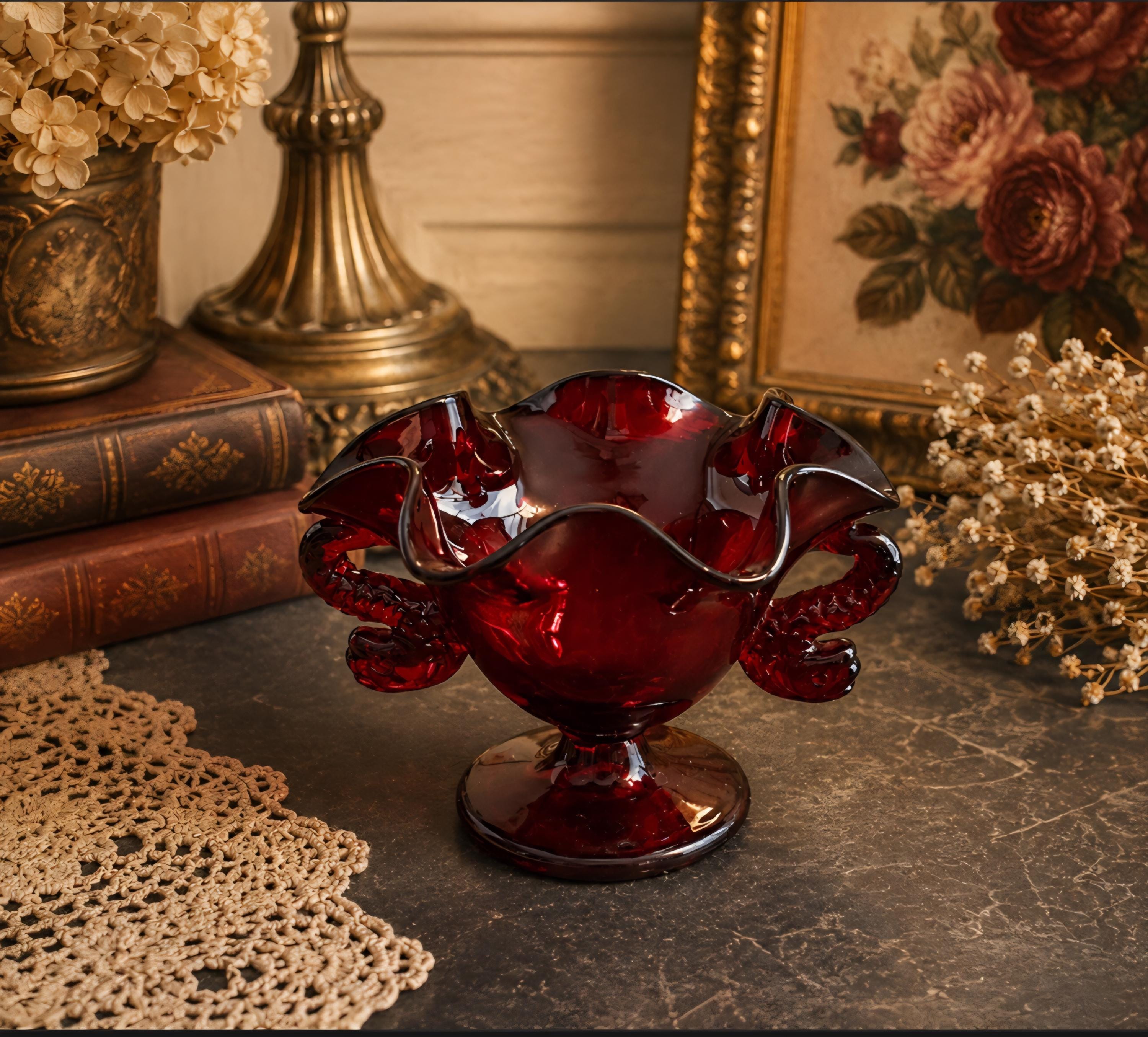 Vintage Fenton Glass Ruby Red - Etsy
