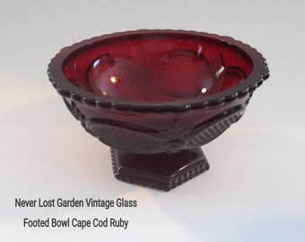 Ruby Red Pedestal Bowl Avon 1876 Cape Cod