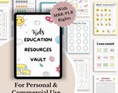 Kids Bundle PLR Educational Resources, Kids Activity Books MRR, Preschool Worksheets Canva Template Commercial Use DFY Editable planners
