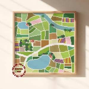 Countryside Cross Stitch Pattern (Needlepoint Compatible), Instant Download PDF