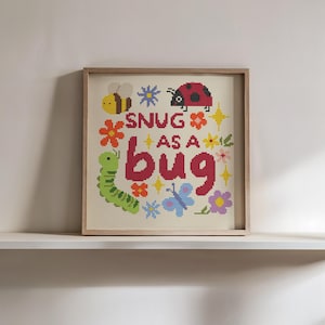 Snug as a Bug Cross Stitch / Needlepoint Pattern, Instant Download PDF Pattern image 3