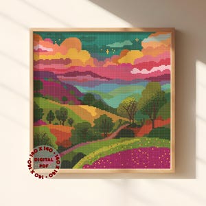 Summer Hills I Cross Stitch Pattern (Needlepoint Compatible), Instant Download PDF