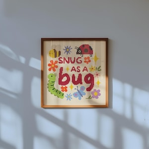 Snug as a Bug Cross Stitch / Needlepoint Pattern, Instant Download PDF Pattern image 5