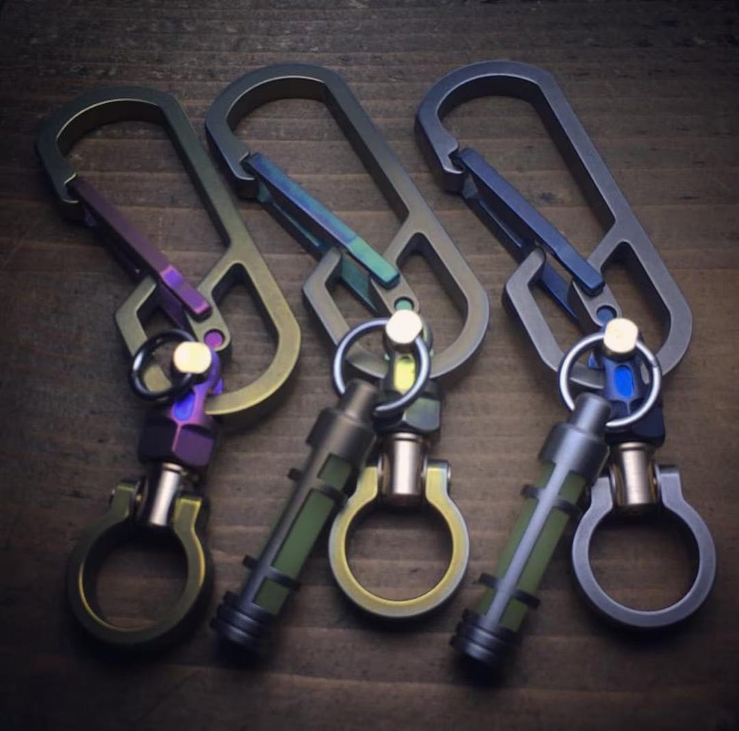 Modular Keychain Titanium Key Carabiner Keychain With Swivel-iv – Modular Ti Gr.5 EDC ...