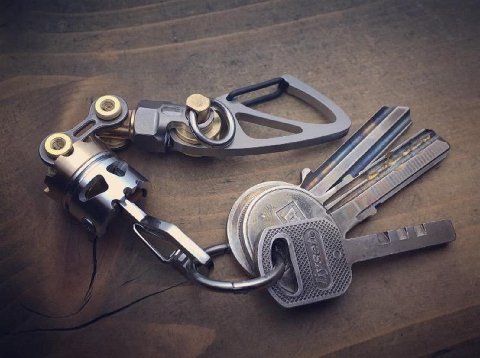 Modular Keychain Titanium Keychain With Swivel & Skull Piston – Modular EDC Connector ...