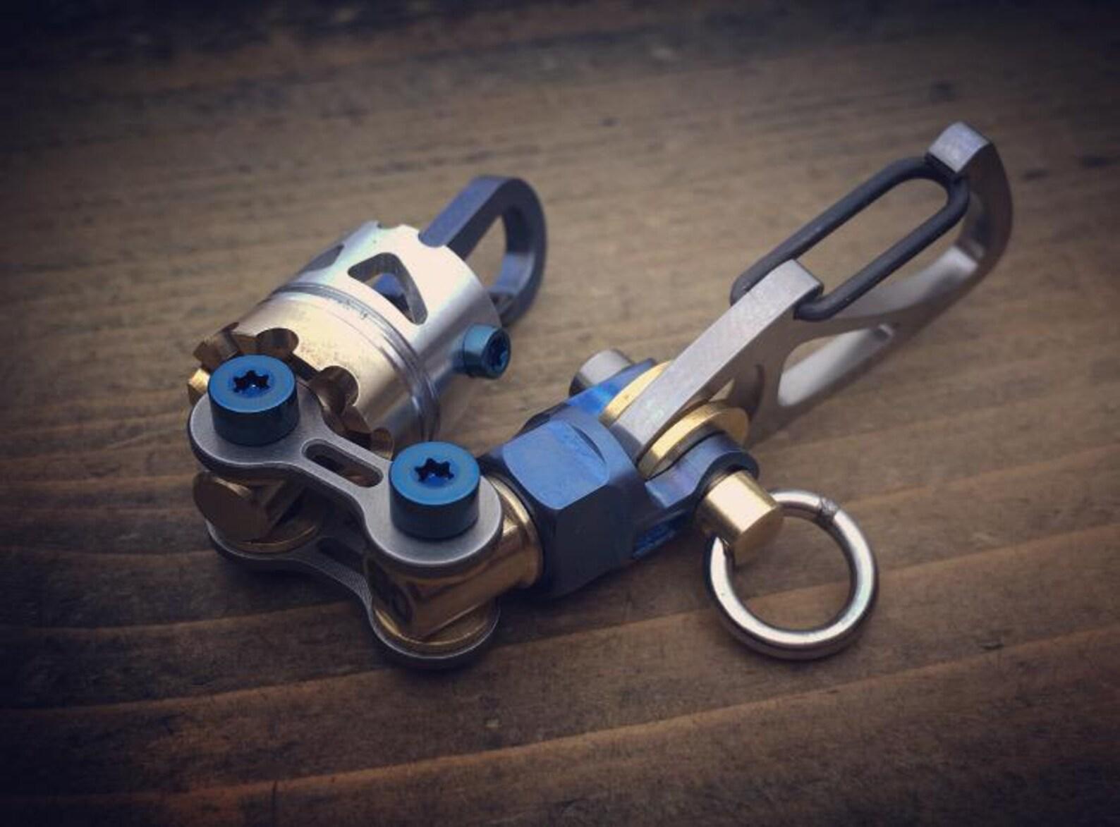 Modular Keychain Titanium Keychain With Swivel & Skull Piston – Modular EDC Connector ...