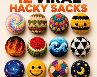 Viral Hacky Sack Crochet Pattern Bundle | 12 Amigurumi Ball Patterns | Beginner Easy Footbag Juggling Sack Digital Download Crochet Pattern