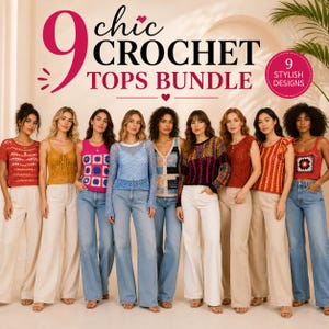 9 Crochet Tops Patterns Bundle | Summer Boho Crop Tank Tops (PDF Download)