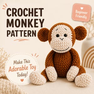 Schema per realizzare una scimmietta all'uncinetto in formato PDF / Amigurumi, peluche adatto ai principianti (download immediato)