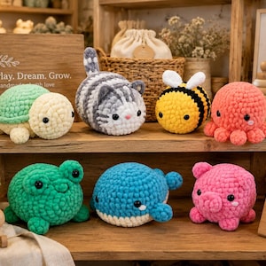 No Sew Amigurumi Crochet Plush Animal Patterns Bundle | 7 Amigurumi PDF Patterns (Digital Download)