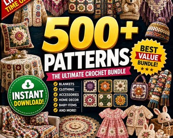 Bundel met meer dan 500 haakpatronen voor Grandma Squares | Dekens, tassen, kleding, baby- en woondecoratie