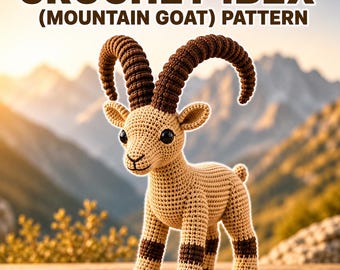 Haakpatroon voor een steenbok, berggeit amigurumi PDF, DIY geitenknuffel handleiding, realistische steenbok haken, steenbok amigurumi, geit haakpatroon