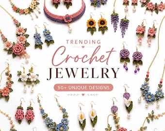 Bundel met gehaakte sieraden | Meer dan 50 boho oorbellen en kettingen (digitale download)