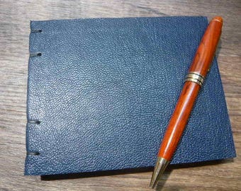 Blue Morocco Leather Leather Coptic Stitch Notebook, hardcover