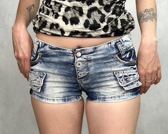 Etro Denim Shorts Low Rise Y2K Mini Jean Shorts Designer XS Summer