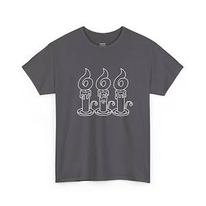 666 Devil Candles Gothic T-Shirt: Minimalist Occult Line Art Tee