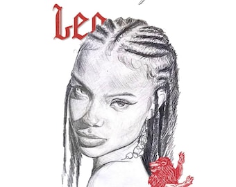 Ritratto astrologico personalizzato disegnato a mano – illustrazione del segno zodiacale basata su una foto