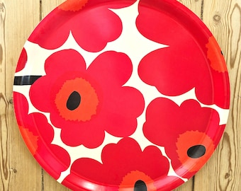 Auténtica bandeja vintage Marimekko Unikko 46 cm Finlandia Pre-Oyj descatalogada