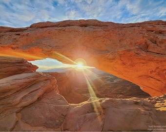 Golden Light at Mesa Arch, Canyonlands National Park Wall Art Printable, Desert Landscape
