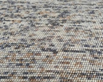 Alfombra de lana gruesa tejida a mano, alfombra de lana de Nueva Zelanda con textura de guijarros, alfombra moderna de tonos neutros, alfombra gruesa texturizada, decoración bohemia.