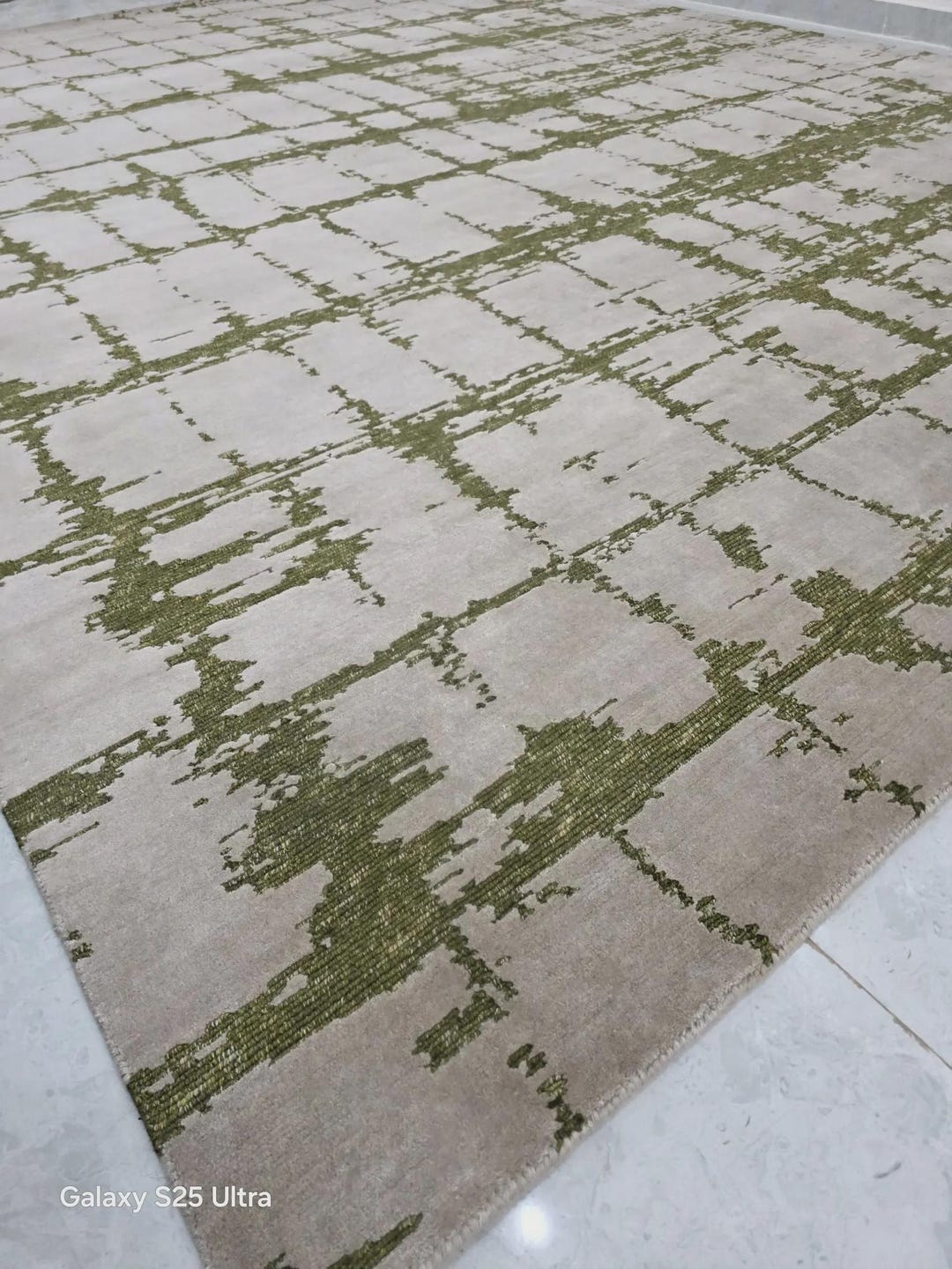 Hand Knotted New Zealand Wool & Silk Rug, Modern Abstract Grid Carpet ...