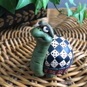 Whimsical Checkboard Design Turtle Sculpture Tortoise Shell 548