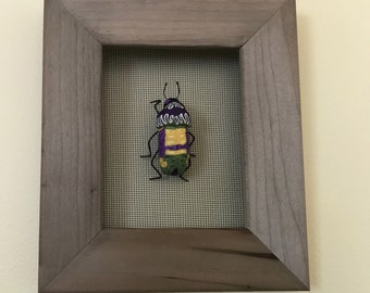 Whimsical Bug Beetle Insect Sculpture Frame Screen Wall Art 410