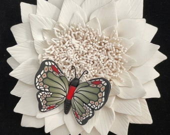 Wall Art Tile Flower Sculpture Butterfly 639