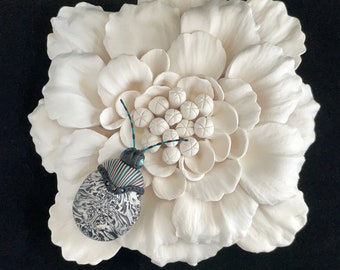 White Flower Wall Sculpture Wall Art Insect Sculpture Beetle Bug 610