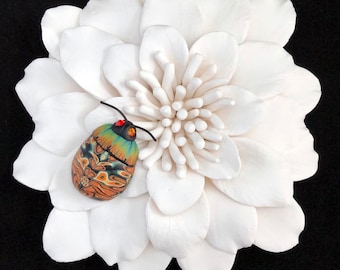 White Flower Wall Sculpture Wall Art Beetle Insect Bug 604