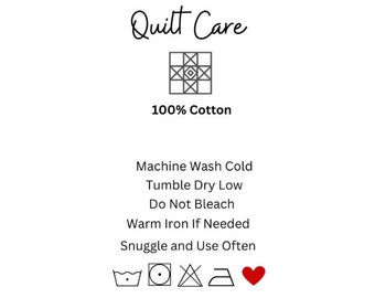 Quilt Care Labels, Snuggle and Use Often Labels, Quilt Washing Instructions, Set of 15 Care Labels, Fold Over Quilt Care Label