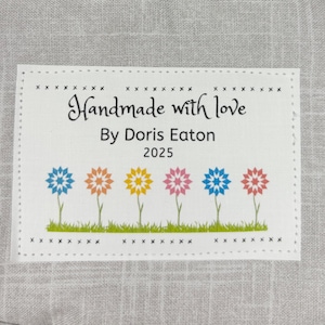 Personalized Quilt Labels, Pretty Maids Labels, Custom Fabric Label, Set of 12 Personalized Labels, Iron-on or Sew-on Quilt Labels FL2x3-11