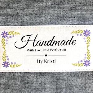 Personalized Quilt Labels, Not Perfection Quilt Labels, Custom Fabric Label, Set of 15 Personalized Labels, Iron-on or Sew on Label FL1.5-01