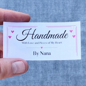 Personalized Quilt Labels, Quilt Labels, Heart Borders, Custom Fabric Label, Set of 15 Personalized Labels, iron-on or Sew-on Label FL1.5-10