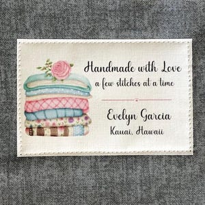 Personalized Quilt Label, Quilt Stack Label, Custom Fabric Label, Set of 12 Personalized Label, Iron-on or Sew-on Label FL2x3-04