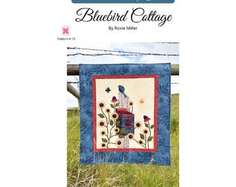 Bluebird Cottage Raw Edge Wandbehang Muster, PDF Muster, Instant Download