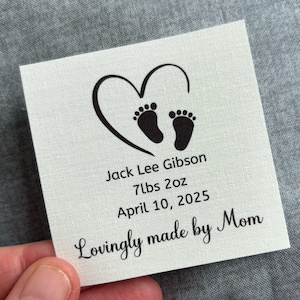 Personalized Quilt Label, New Baby Quilt Label, Single Custom Label, Iron-on or Sew-on Quilt Label FL2.5x2.5-01